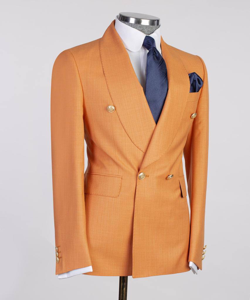 Men's 2 Piece Double Breasted Yellow Suit