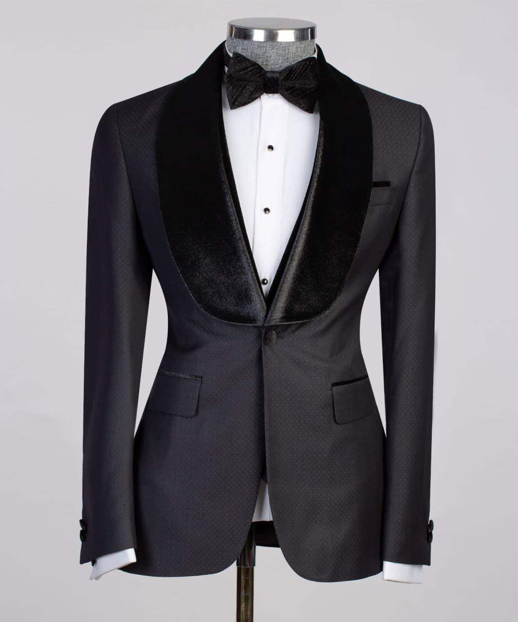 Smoking noir 3 pièces pour homme, costume, revers châle en velours, costume 