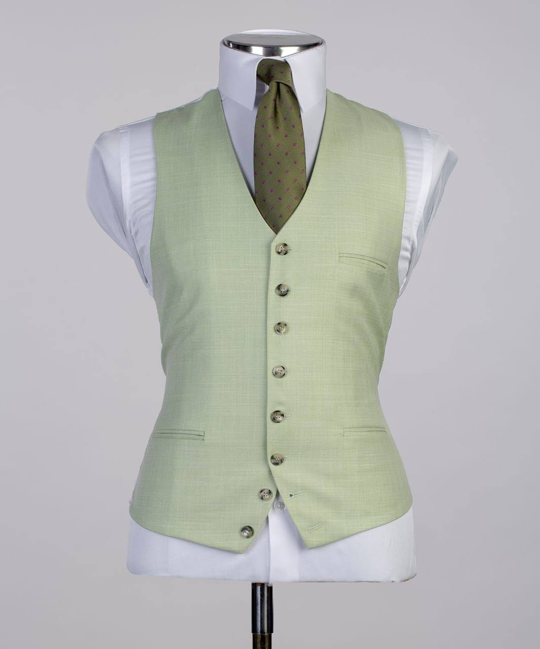 3 pièces pour hommes, simple boutonnage, costume vert, revers en pointe, idéal pour mariage, affaires, bal, célébrations, fêtes, USP 
