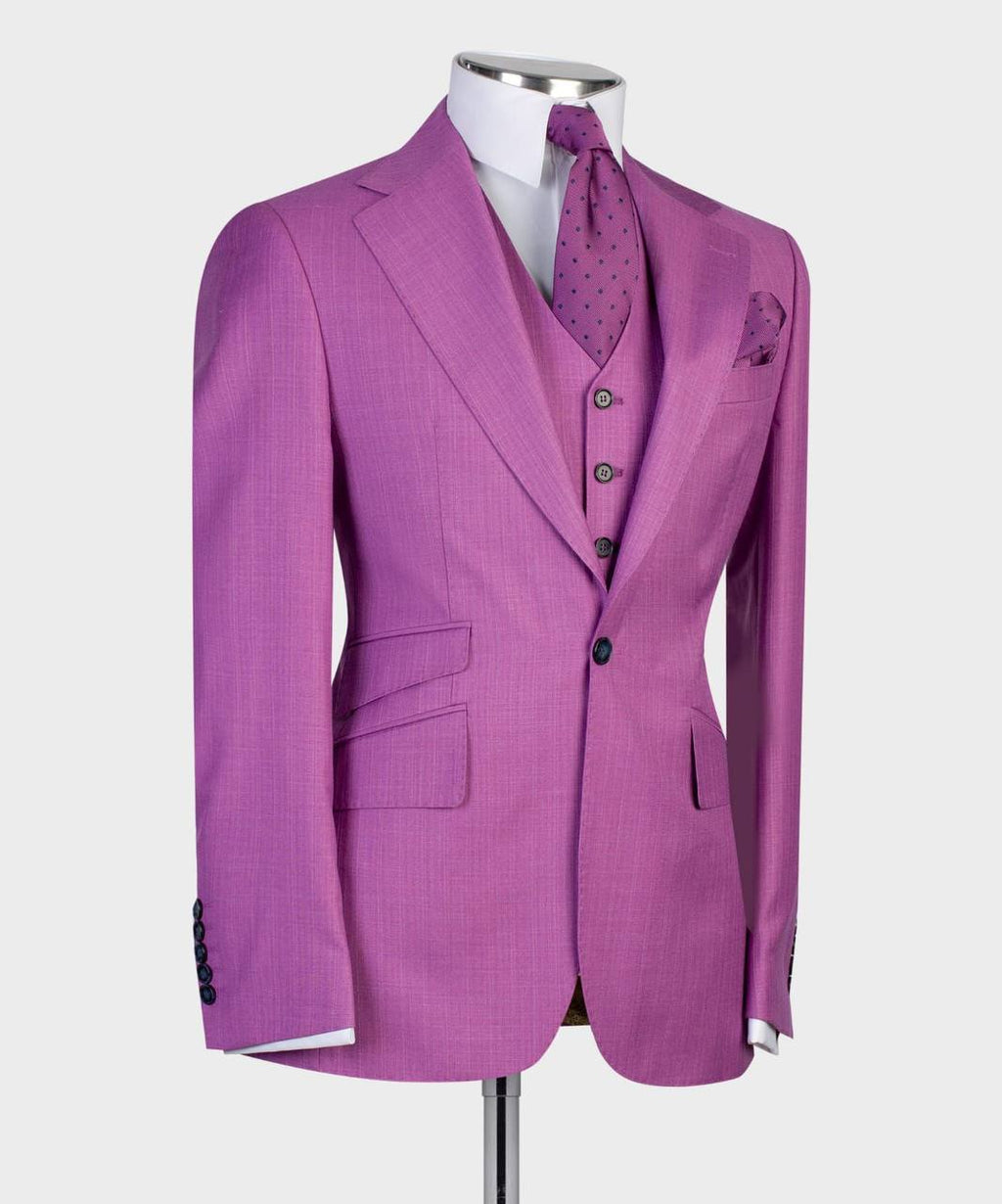 Men's 3 Piece Classic Purple Pink Suit