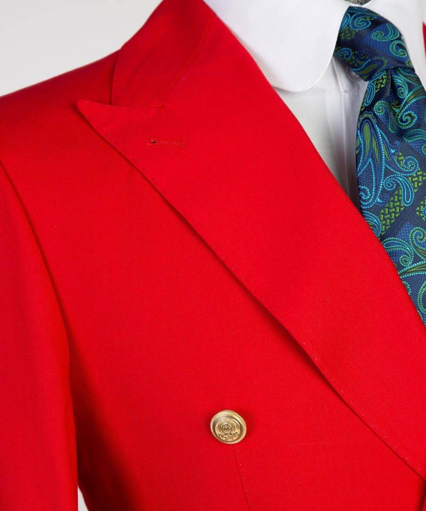 Men's Suit 2 Piece Double Breasted Red,Peak Lapel