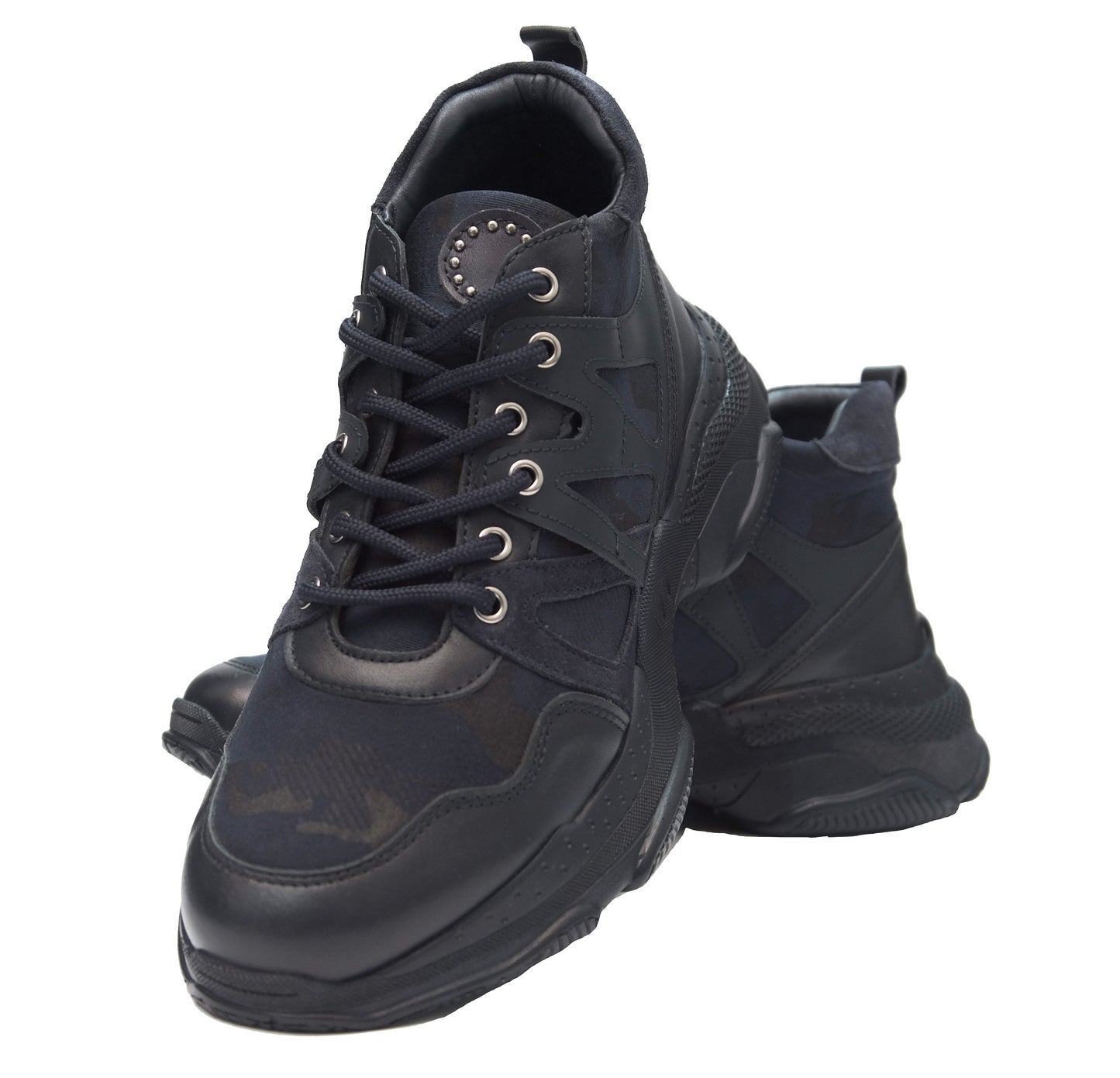 Chaussures pour hommes, décontractées, faites à la main, en cuir véritable, semelle légère, 11038, bleu marine