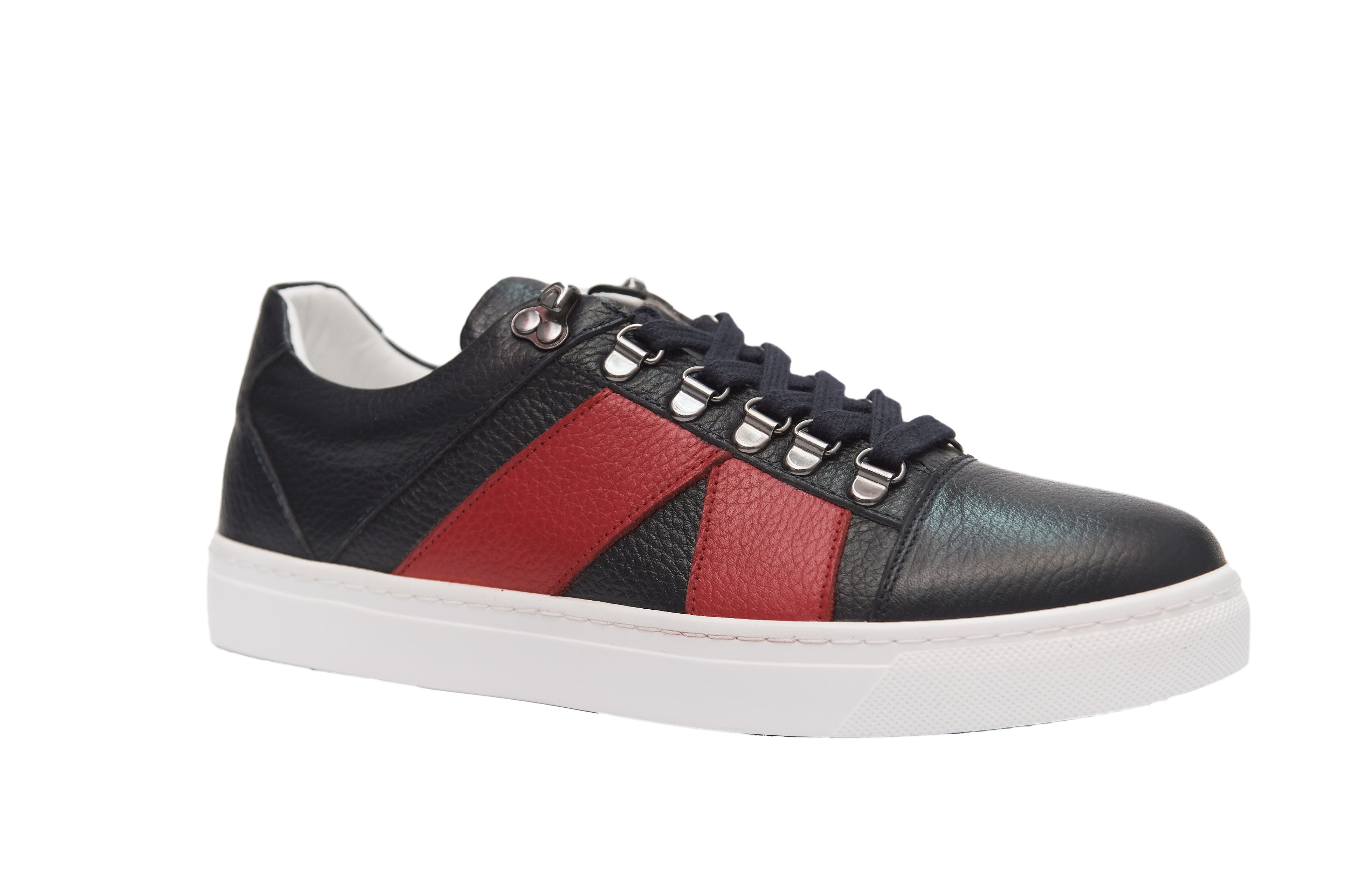 Lässige, handgemachte Herrenschuhe aus echtem Leder 9068 Marineblau/Rot