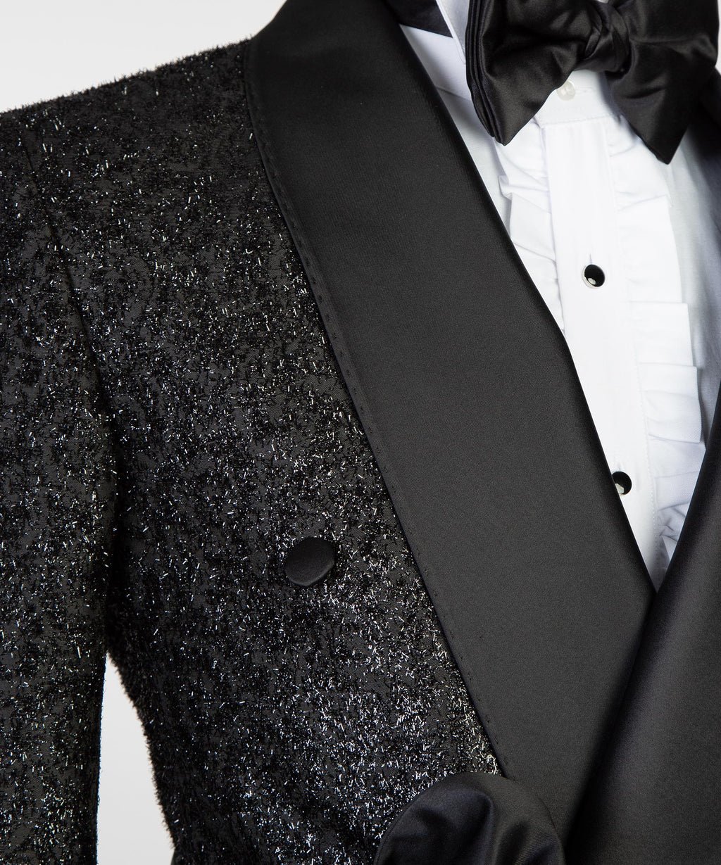 Men's 3 Piece Black Shining Tuxedo Suit