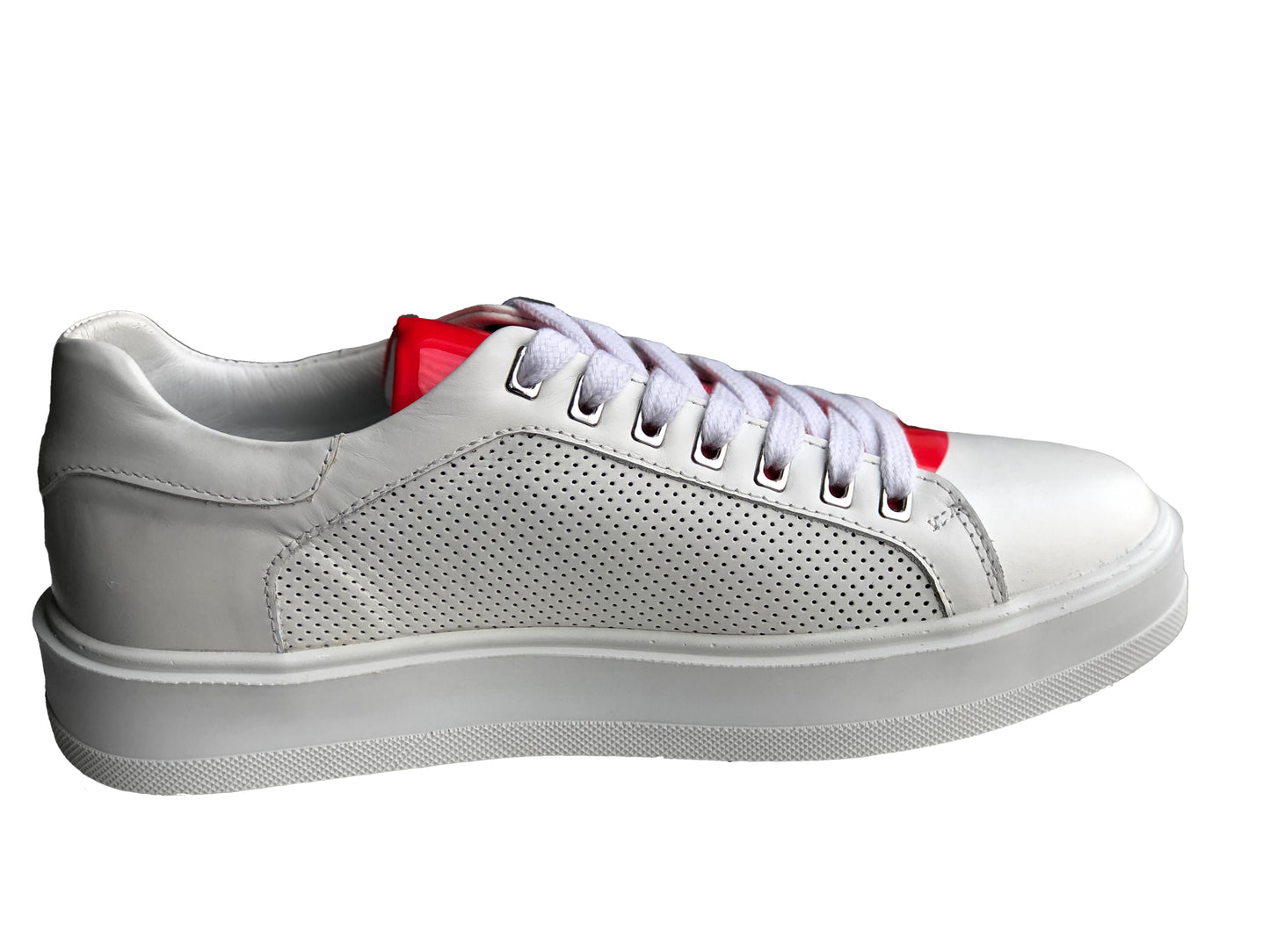 Casual, Handmade, White, Genuine Leather Mens Shoes 12430 White
