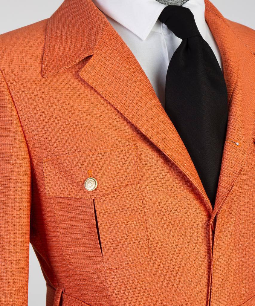 Men's 2 Piece Orange Safari Suit