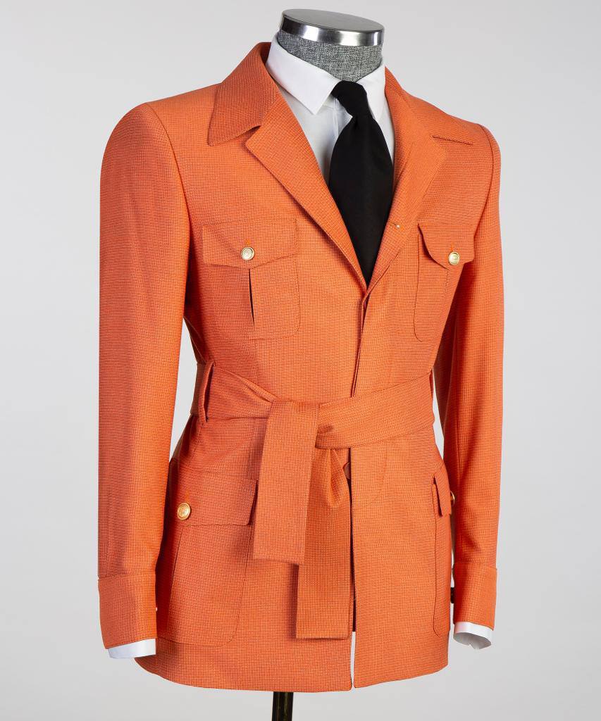 Men's 2 Piece Orange Safari Suit