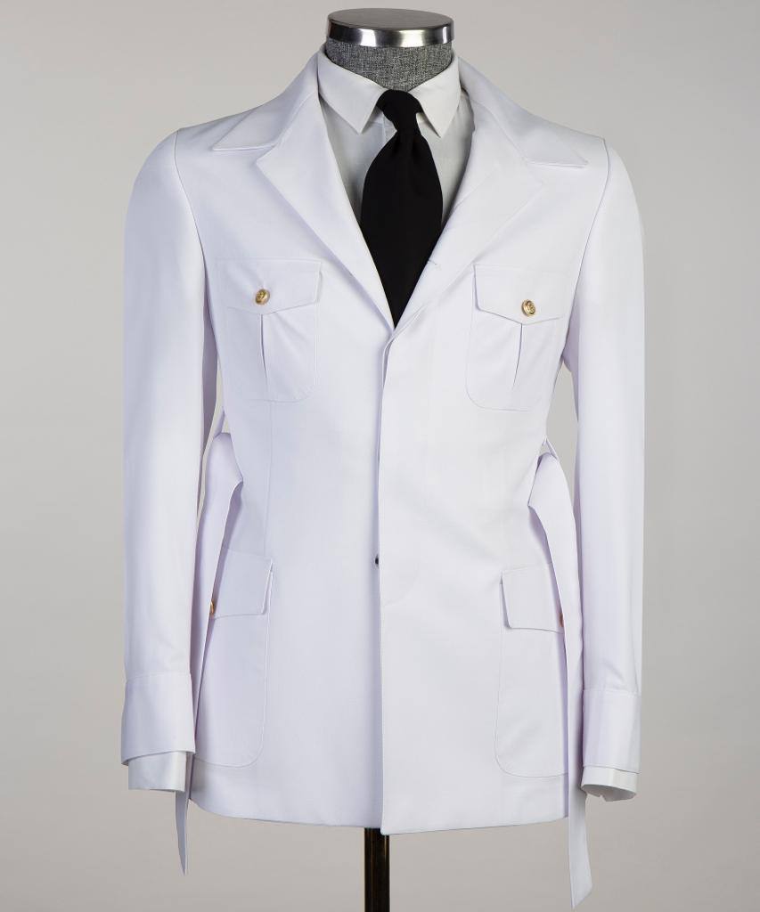 Men's 2 Piece White Safari Suit