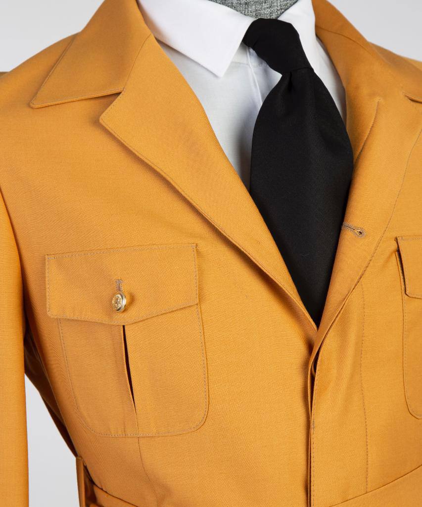 Men's 2 Piece Yellow Safari Suit