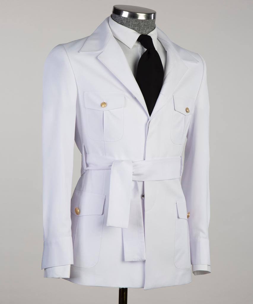 Men's 2 Piece White Safari Suit