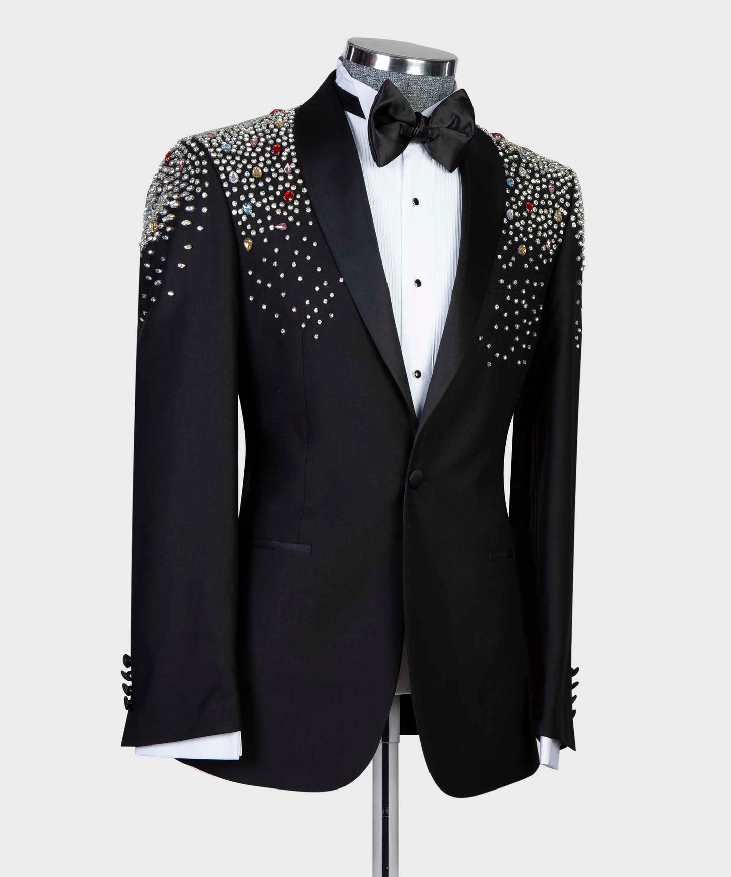 Paillettes Bleu Hommes Costumes Pour Mariage Peaked Revers Double Breated  Hommes Dîner Robe Costume Homme Pour Mariage Veste + Pantalon