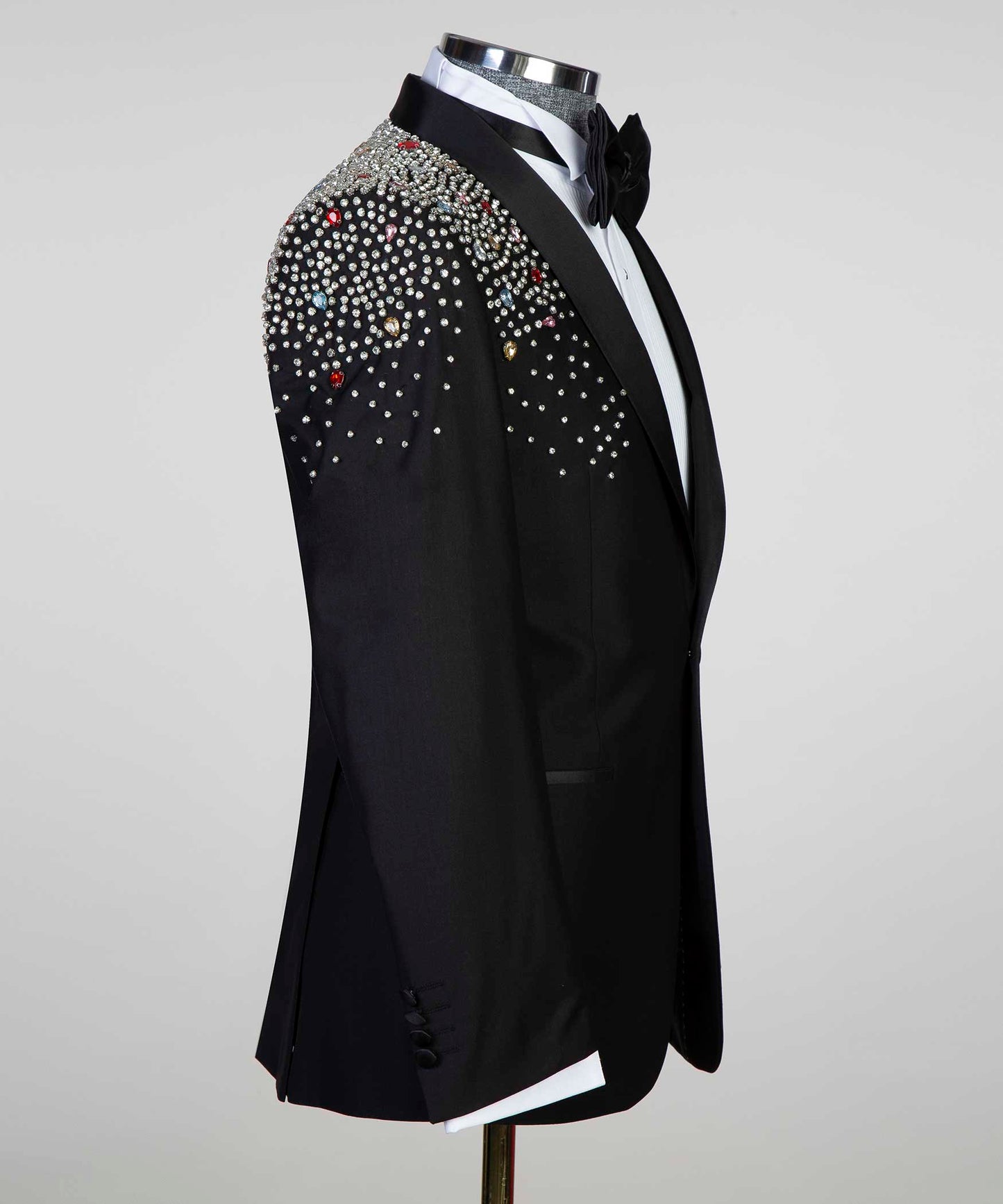 Men's 2 Piece, Shawl Lapel Beaded Tuxedo, Black