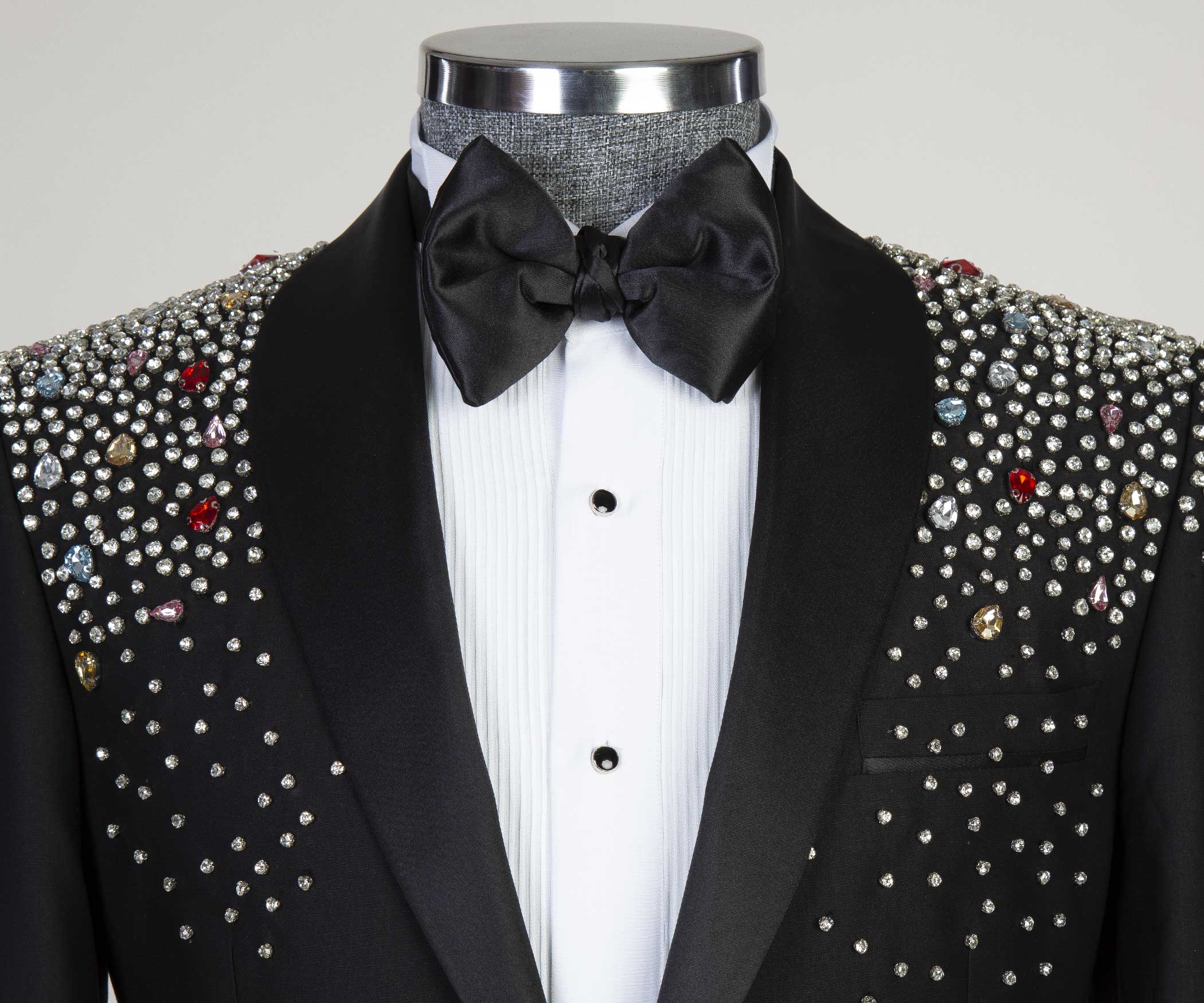Men's 2 Piece, Shawl Lapel Beaded Tuxedo, Black
