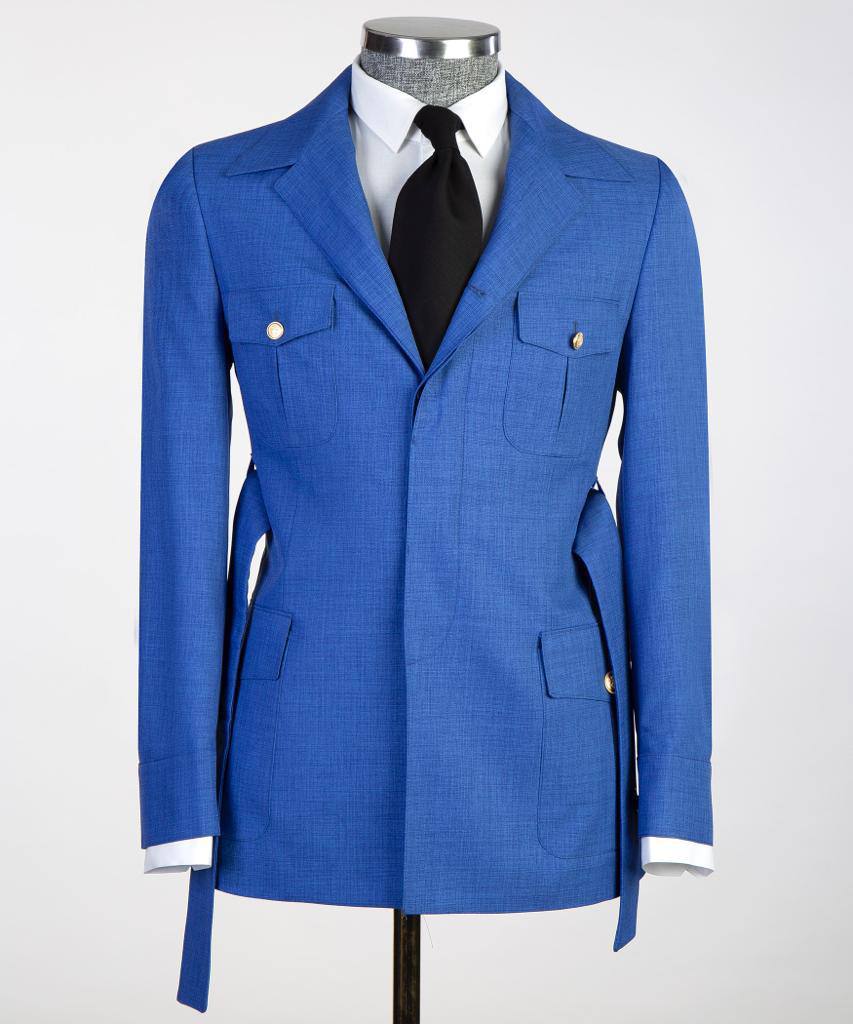 Men's 2 Piece Blue Safari Suit