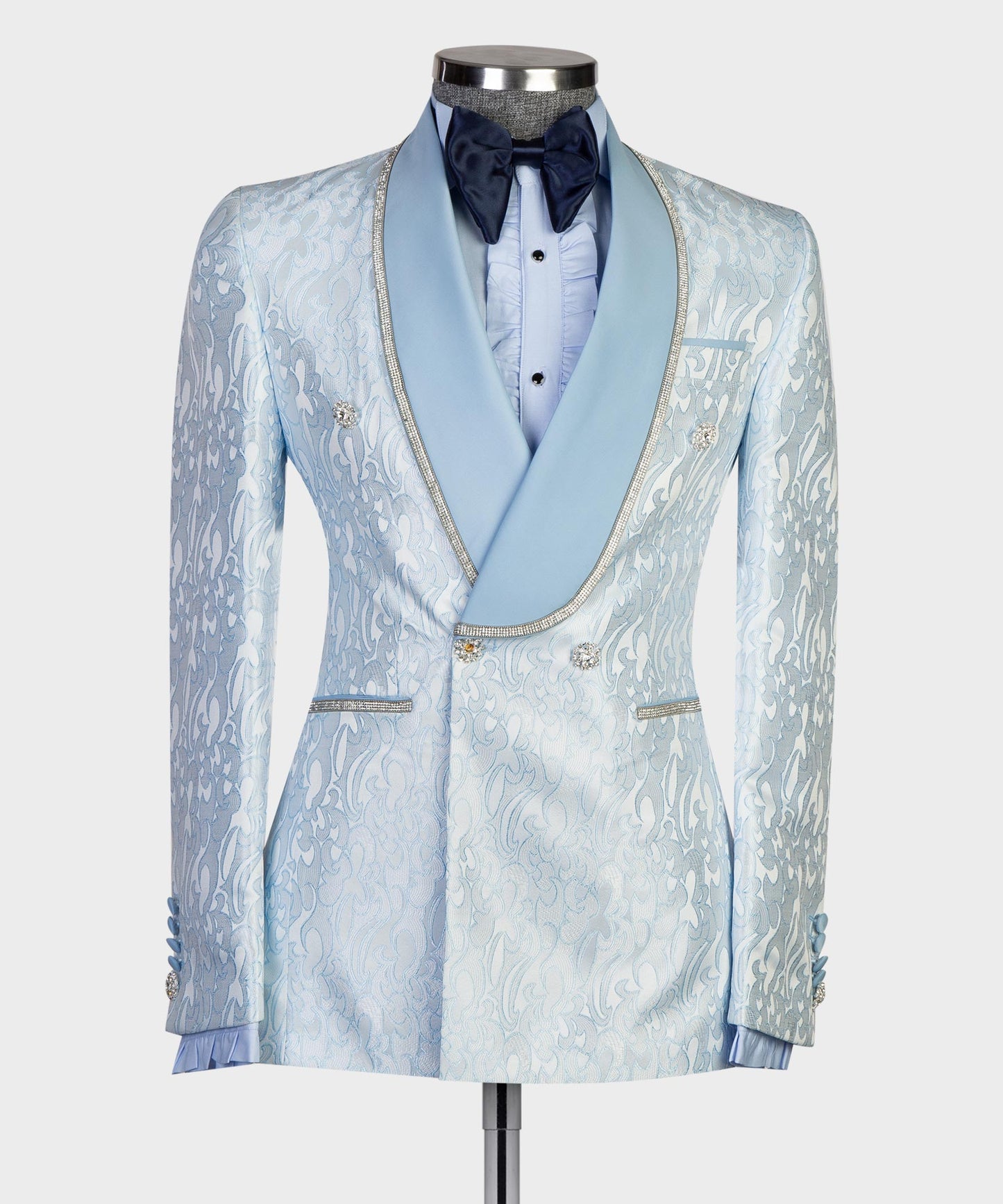 Smoking 2 pièces pour homme, brillant, bijoux, costume, bleu, pierre, look élégant, idéal pour mariage, fêtes, bal, célébrations