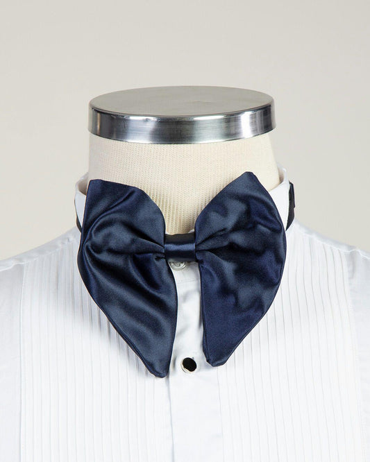 Noeud papillon uni en satin bleu marine, idéal pour les costumes de mariage ou de célébration / smokings