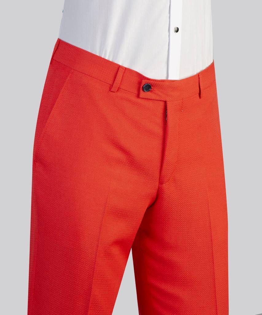 Costume 2 pièces pour homme, orange vif, design ceinturé, déguisement 