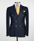 Men's 2 Piece Double Breasted Navy Tuxedo Suit Shawl Lapel