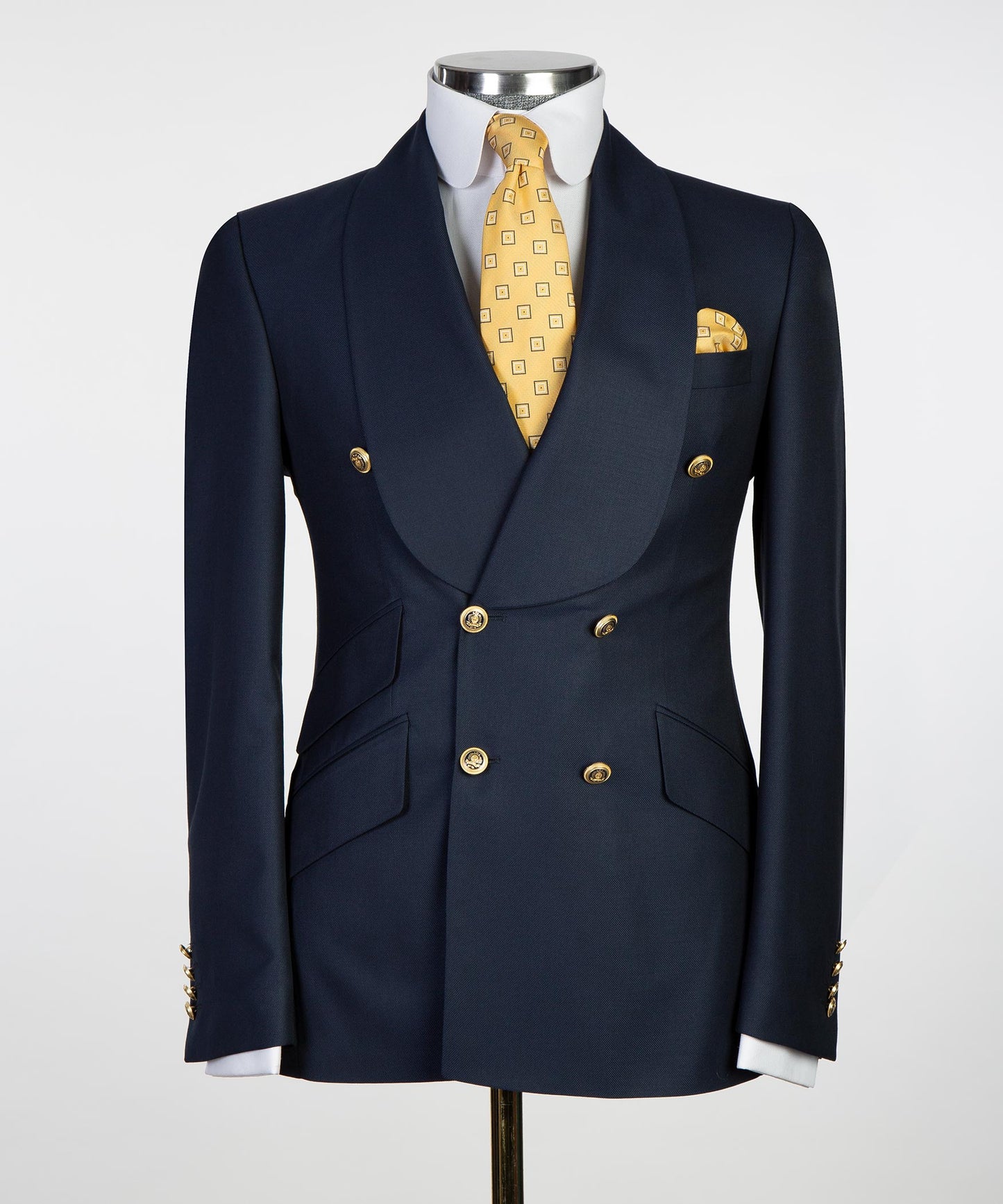 Smoking croisé 2 pièces pour homme, costume, revers châle, bleu marine, look élégant, idéal pour mariage, fêtes, bal, célébrations, KLD