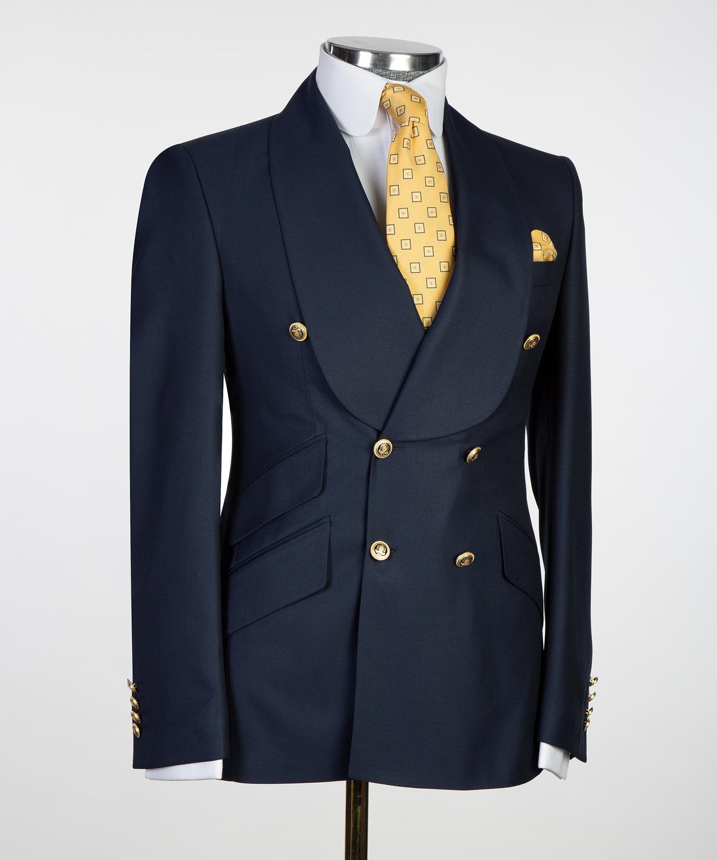 Smoking croisé 2 pièces pour homme, costume, revers châle, bleu marine, look élégant, idéal pour mariage, fêtes, bal, célébrations, KLD