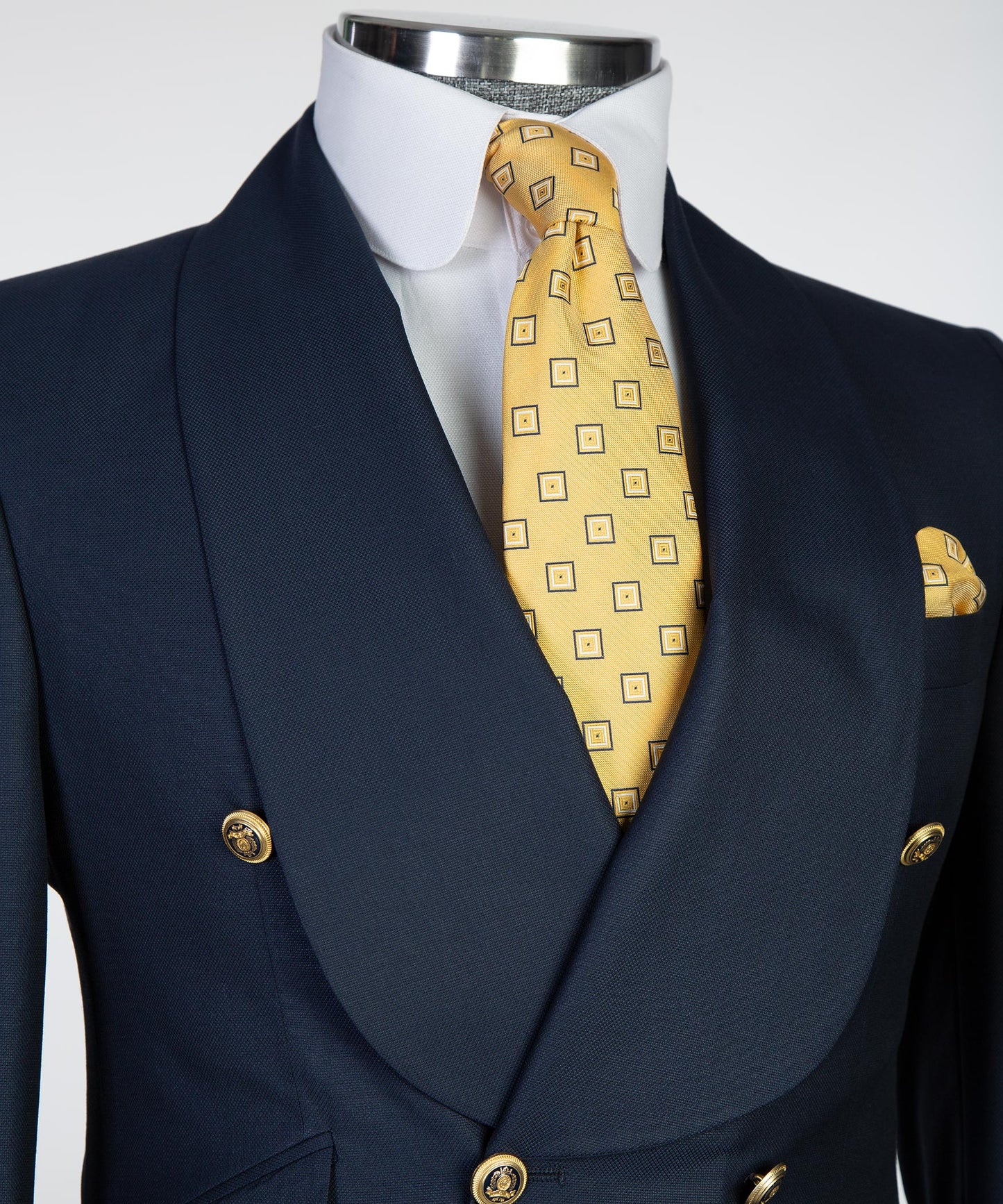 Smoking croisé 2 pièces pour homme, costume, revers châle, bleu marine, look élégant, idéal pour mariage, fêtes, bal, célébrations, KLD