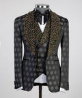 Men's 3 Piece Tuxedo Stone Detailed Collar