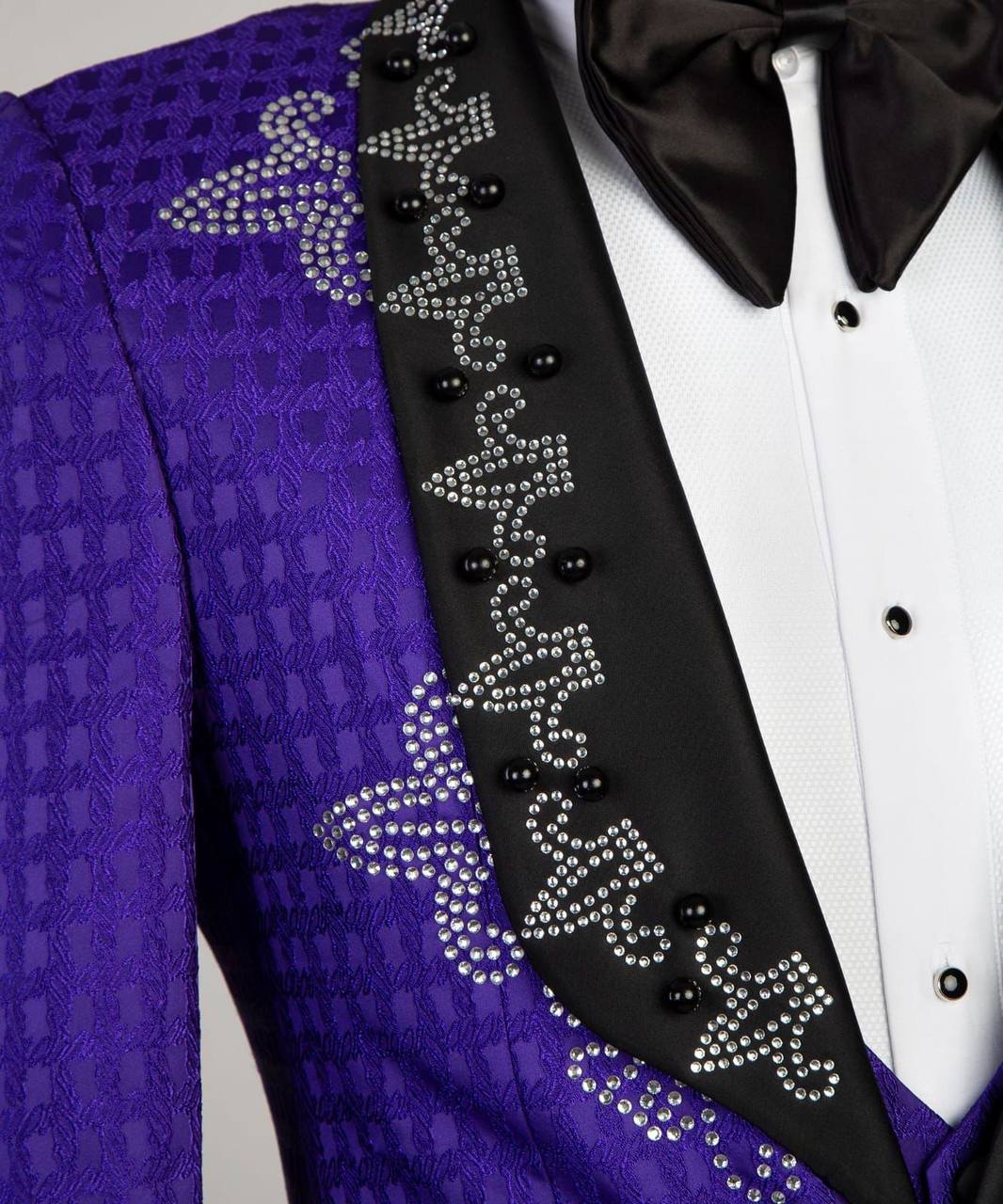 Men's 3 Piece Tuxedo, Shiny, Stone, Suit, Purple and Black, Beaded, St ...