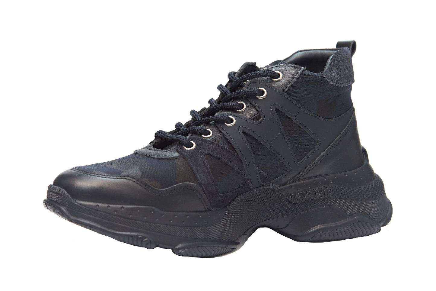 Chaussures pour hommes, décontractées, faites à la main, en cuir véritable, semelle légère, 11038, bleu marine