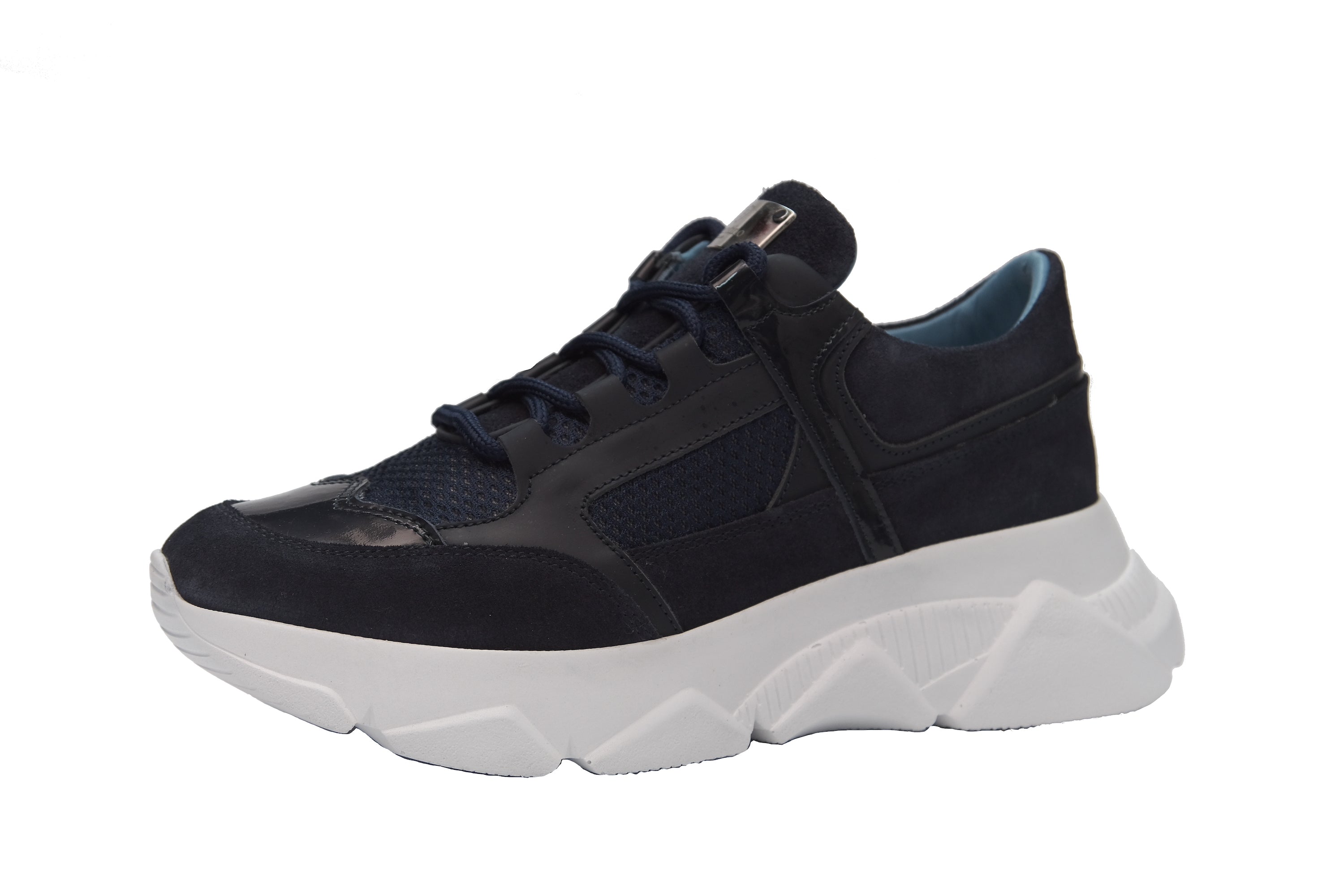 Freizeithandgefertigte Herrenschuhe 12044/N Marineblau aus echtem Leder mit leichter Sohle