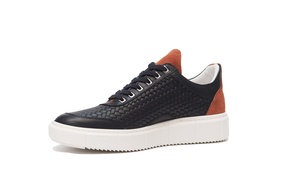 Casual Handmade ,Genuine Leather, Light Sole Mens Shoes 12236 Navy Blue