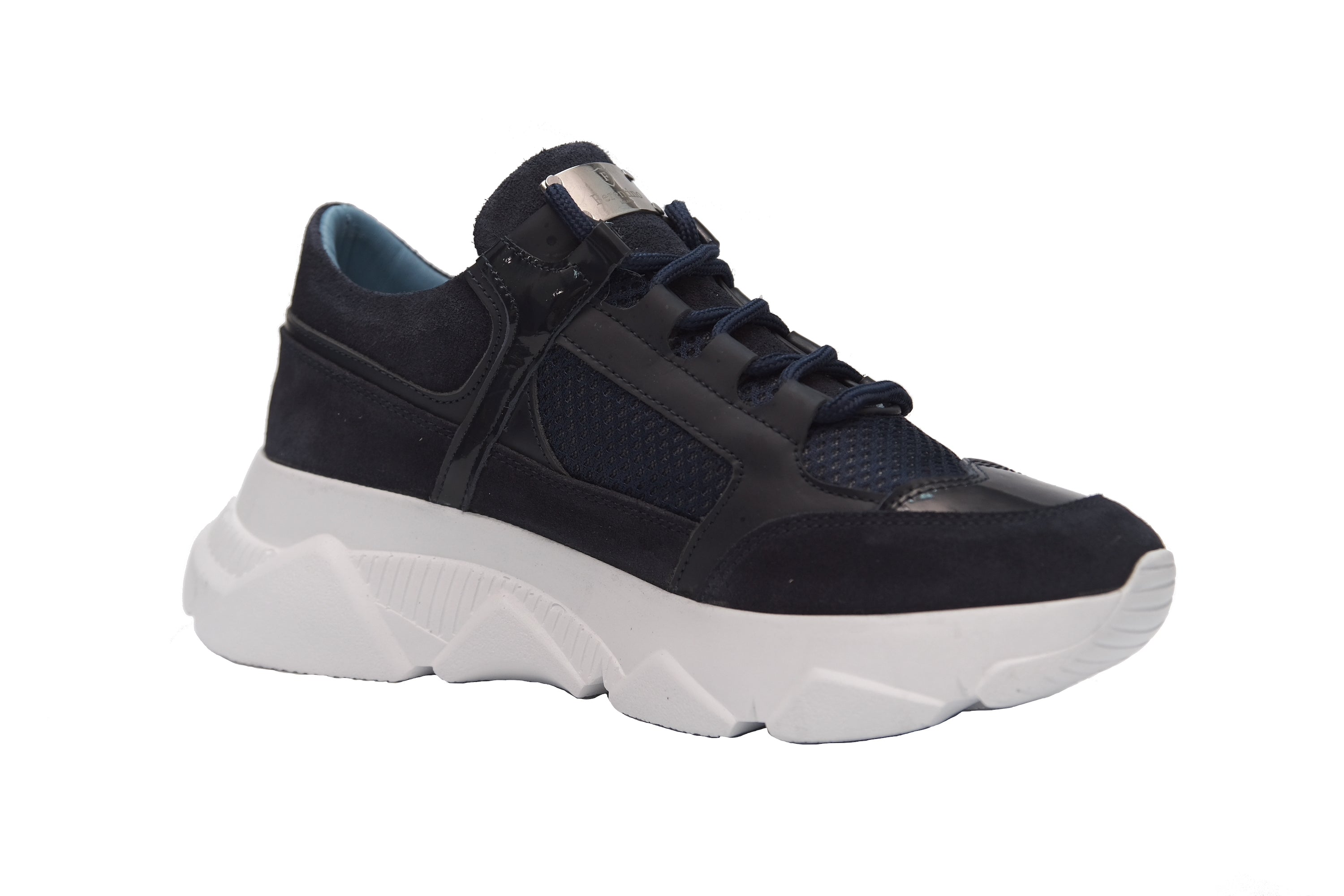 Freizeithandgefertigte Herrenschuhe 12044/N Marineblau aus echtem Leder mit leichter Sohle