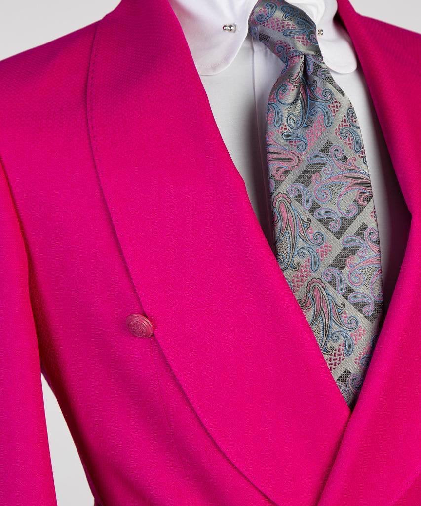 Costume 2 pièces pour homme, rose vif, design ceinturé, déguisement 