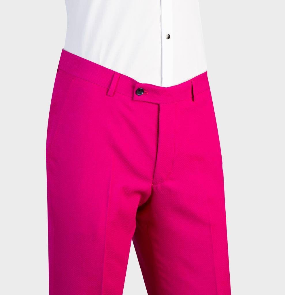 Costume 2 pièces pour homme, rose vif, design ceinturé, déguisement 