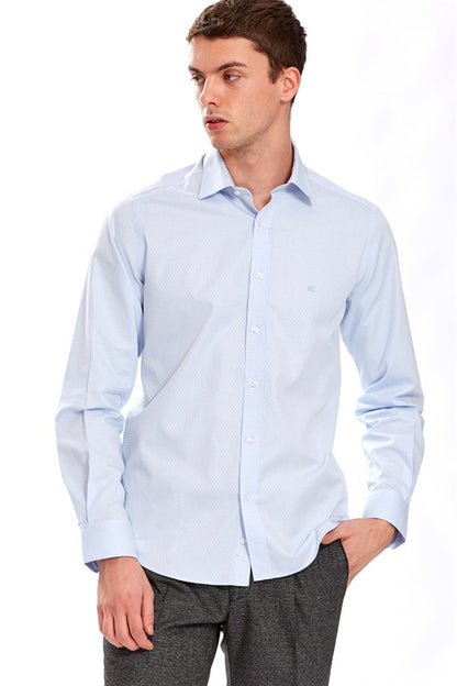 Men's Regular Fit Blue Cotton Shirt - Bristol