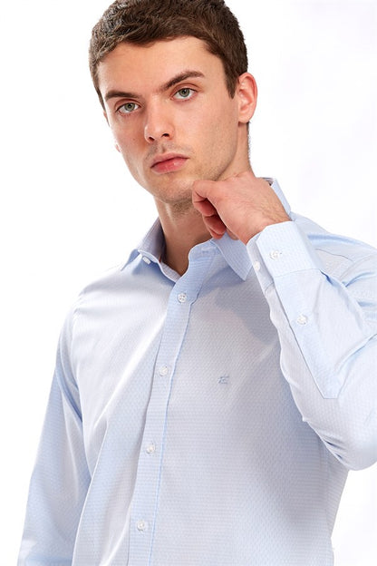 Men's Regular Fit Blue Cotton Shirt - Bristol