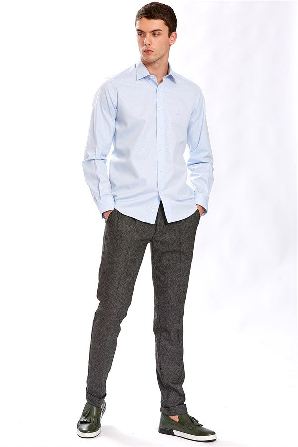 Herren Hemd Regular Fit aus blauer Baumwolle – Bristol