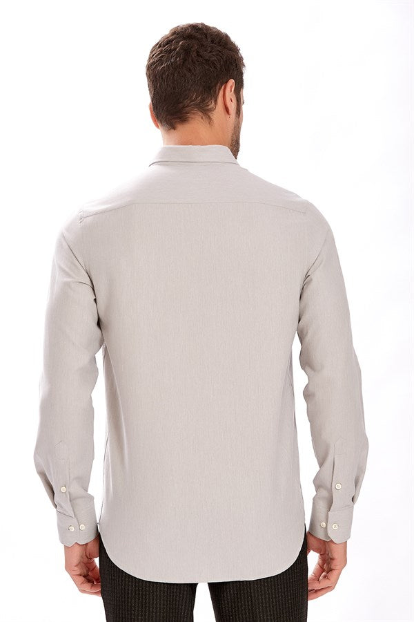 Men's Regular Fit Light Grey Cotton Shirt - Timya