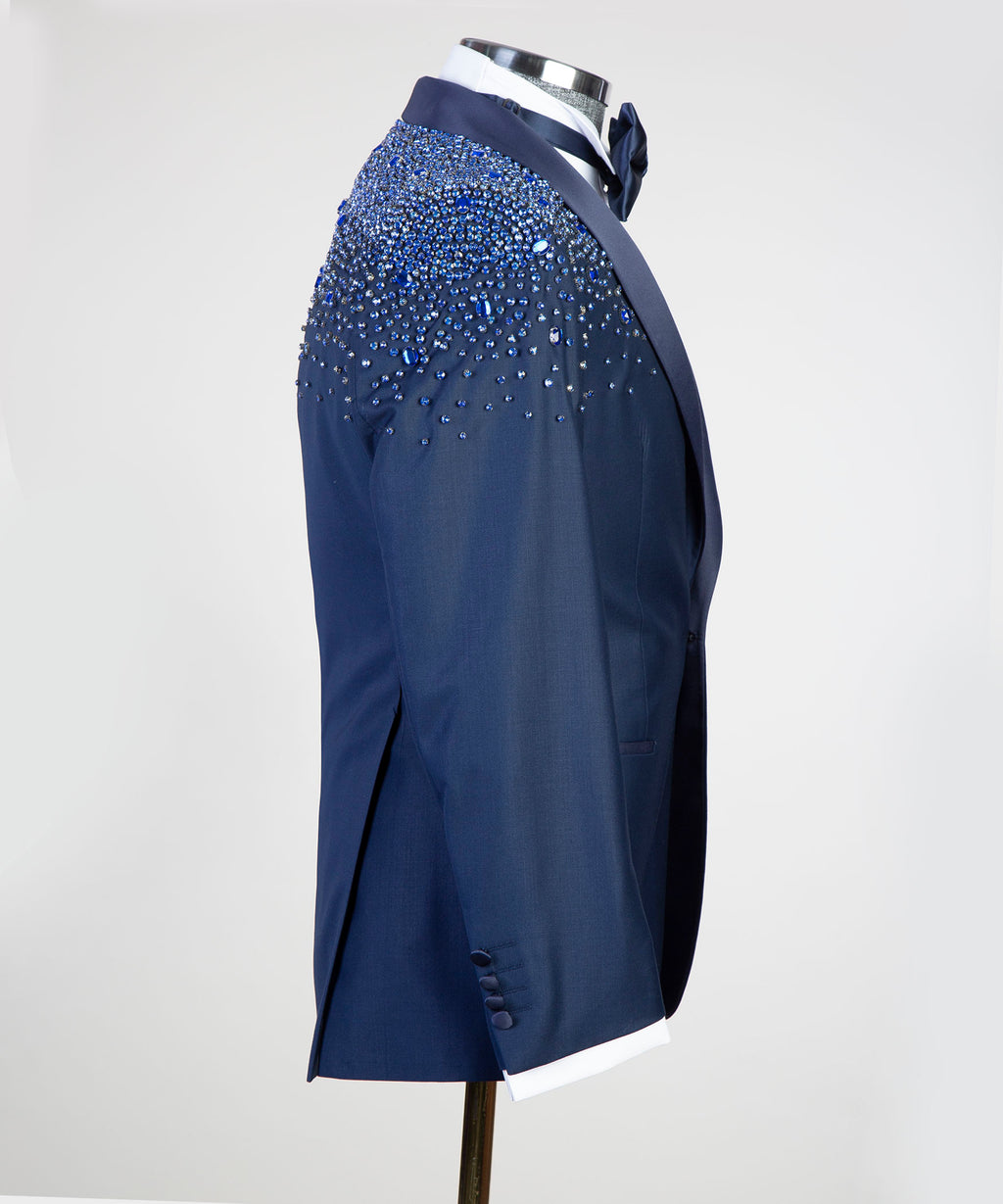 Men's 2 Piece Stoned Blue Tuxedo Suit
