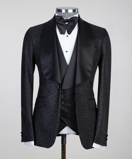 Men's 3 Piece Shining Black Tuxedo