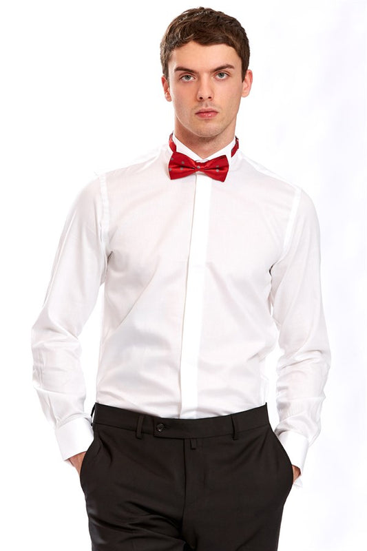 Men's Slim Fit White Cotton Shirt - Pregna