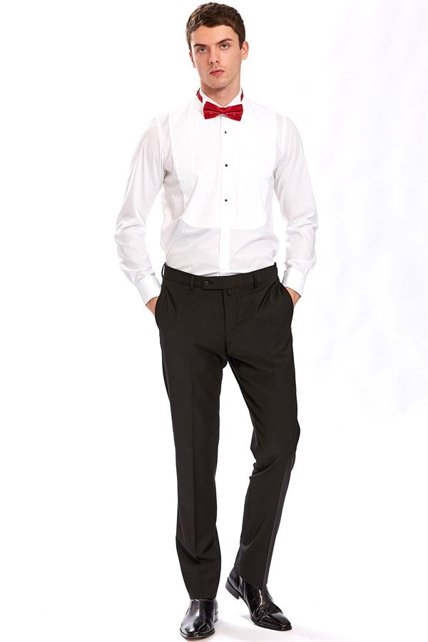 Herren Slim Fit Baumwollhemd Weiß Plissiert – Brenta