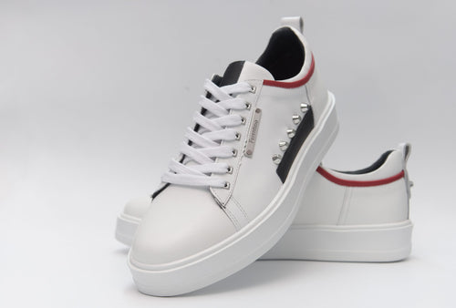 Casual, Handmade ,Genuine Leather Mens Shoes 12336 white/blue